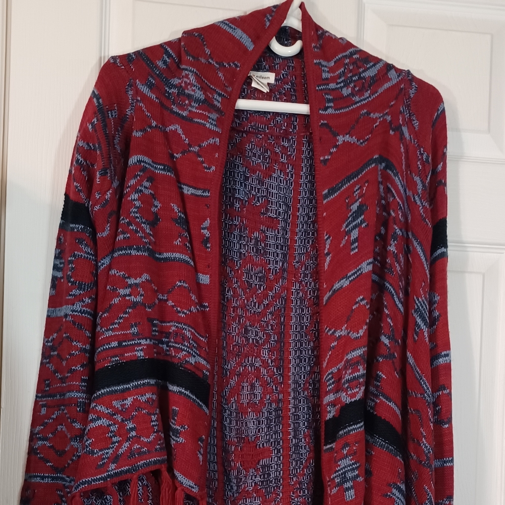 Self Esteem Cardigans Medium Rust Blues Black Azt… - image 1